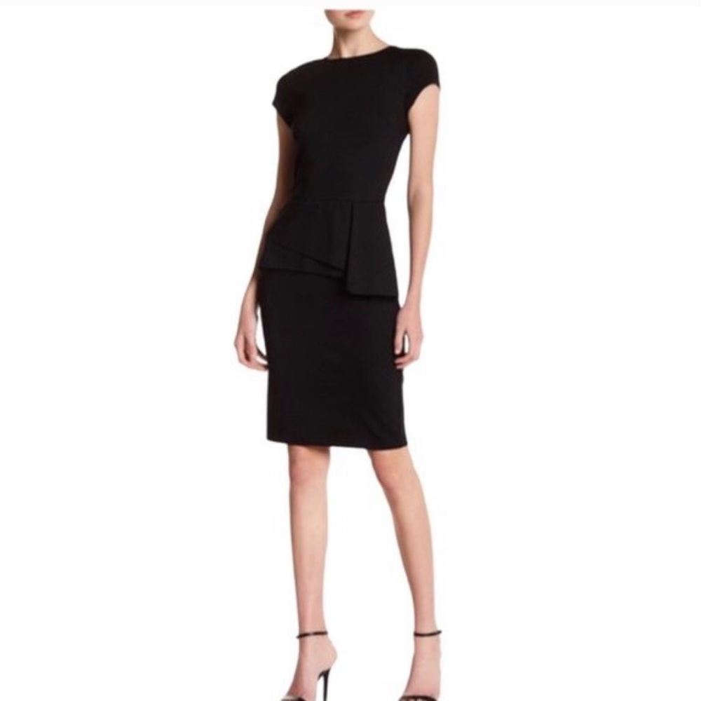 Love...ady Cap Sleeve Peplum Sheath Dress Black M